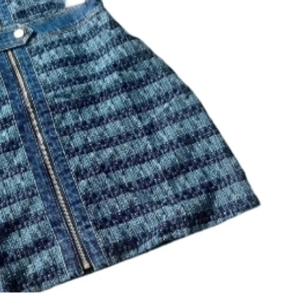 Jason Wu NWT blue tweed with contrasting denim zipper front Mini Dress size L - Picture 12 of 16